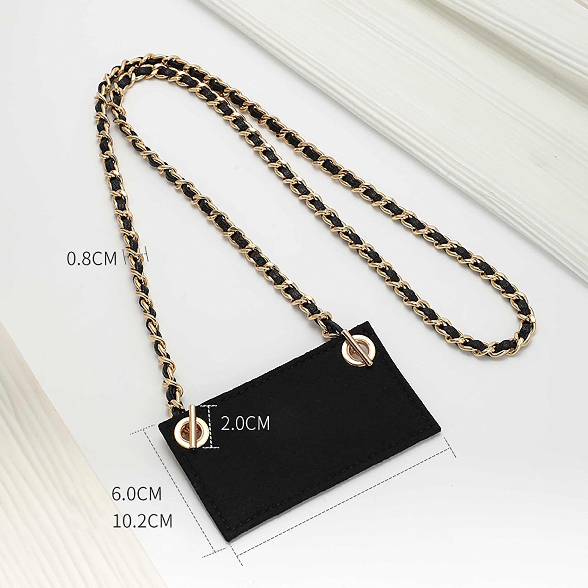 Handmade Chain Strap with Leather & Felt Liner for Women’s Wallet – Customizable Purse Accessory for Wallet Transformation