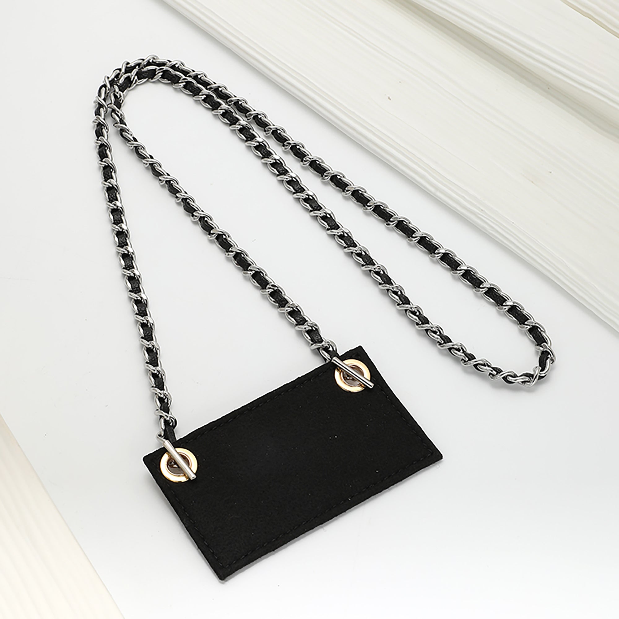 Handmade Chain Strap with Leather & Felt Liner for Women’s Wallet – Customizable Purse Accessory for Wallet Transformation
