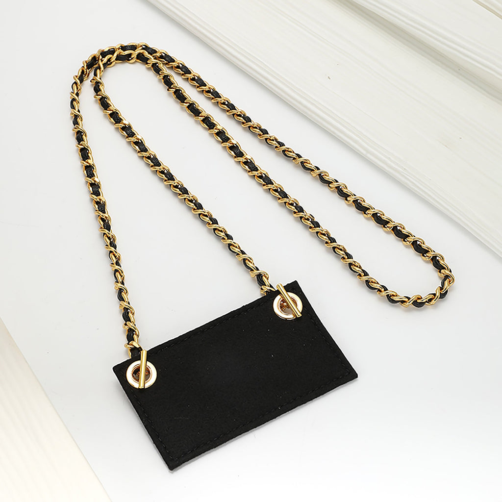 Handmade Chain Strap with Leather & Felt Liner for Women’s Wallet – Customizable Purse Accessory for Wallet Transformation