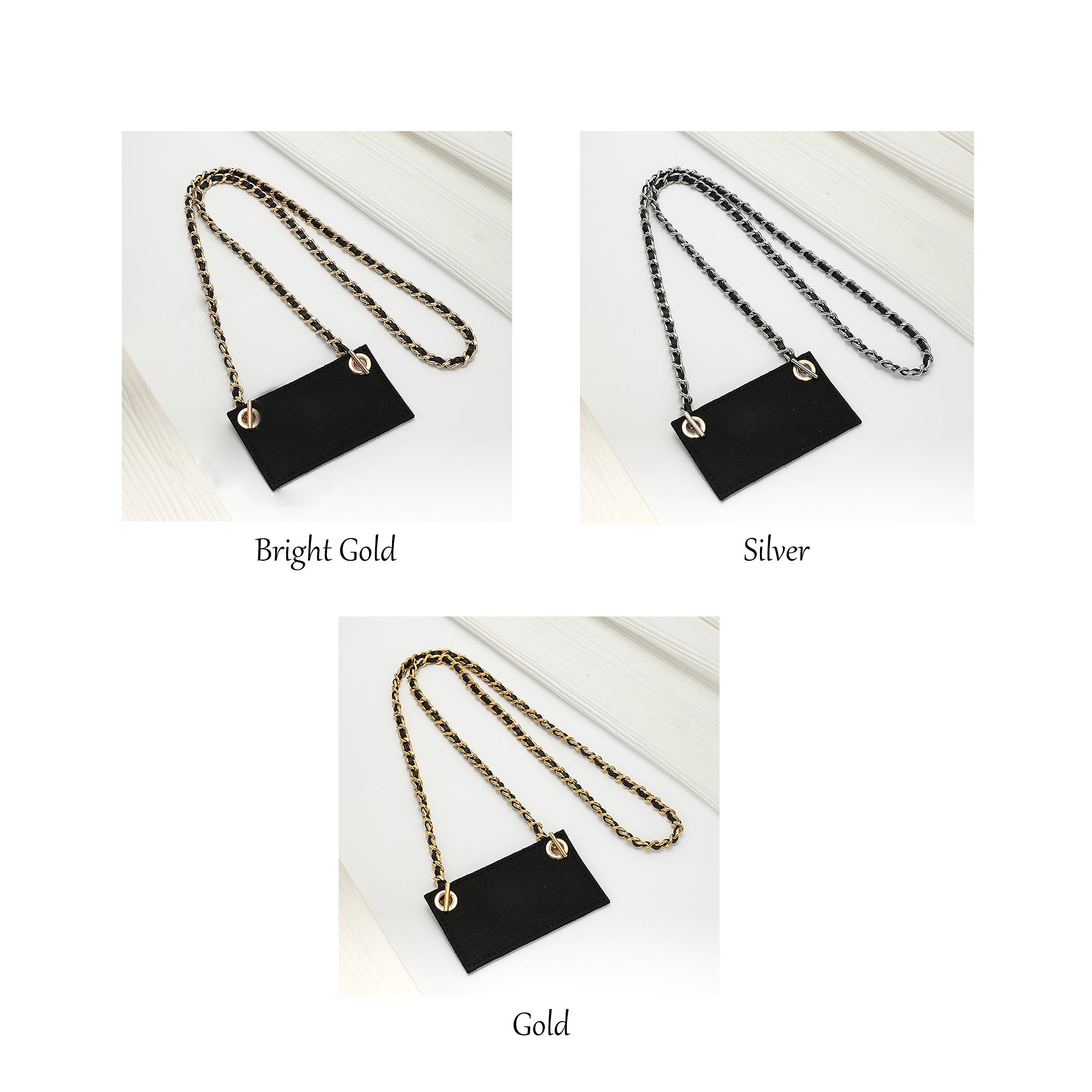 Handmade Chain Strap with Leather & Felt Liner for Women’s Wallet – Customizable Purse Accessory for Wallet Transformation