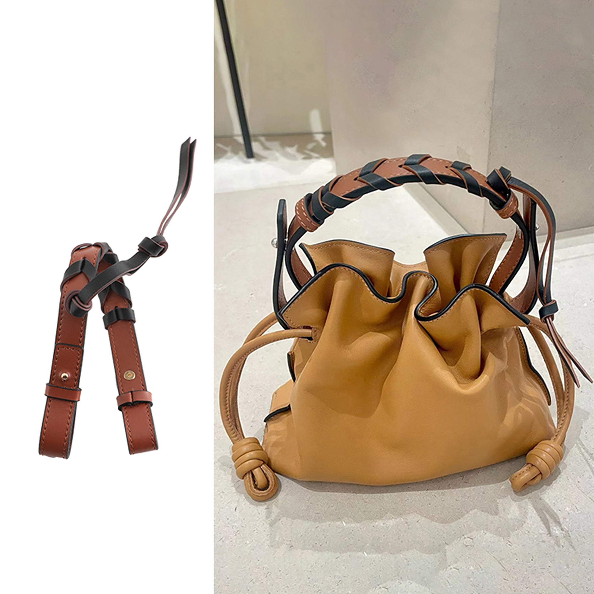 Braided handle suitable for Flamenco Bag, handbag strap replacement accessory, leather clutch shoulder strap