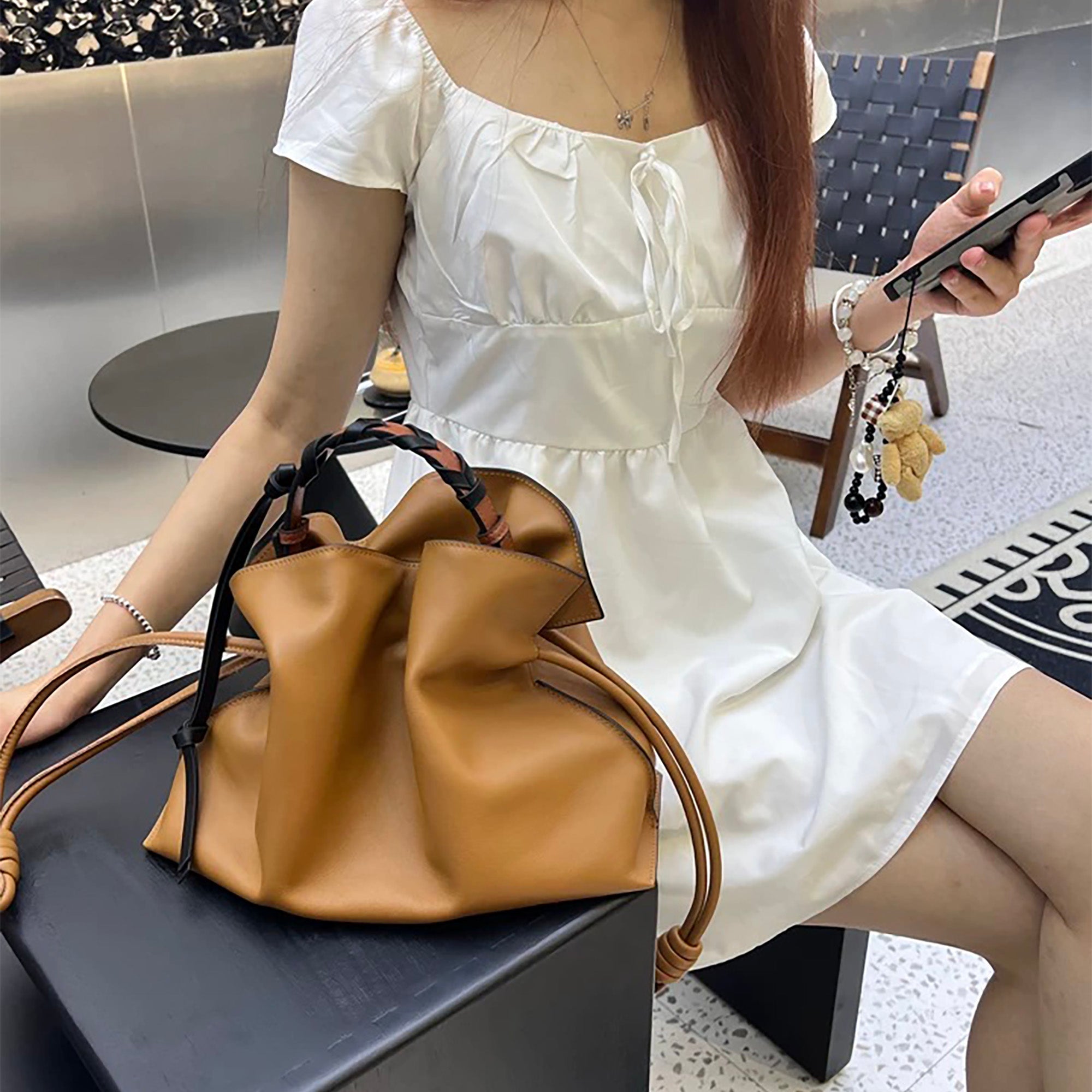 Braided handle suitable for Flamenco Bag, handbag strap replacement accessory, leather clutch shoulder strap