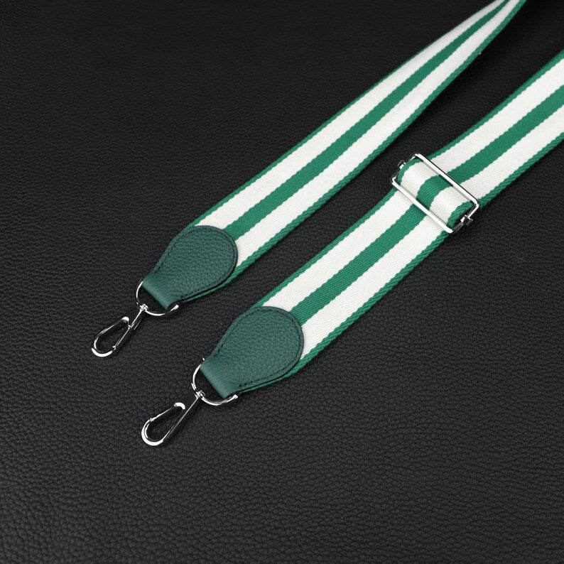 Striped Canvas Crossbody Bag Strap - 50mm Wide Adjustable Replacement