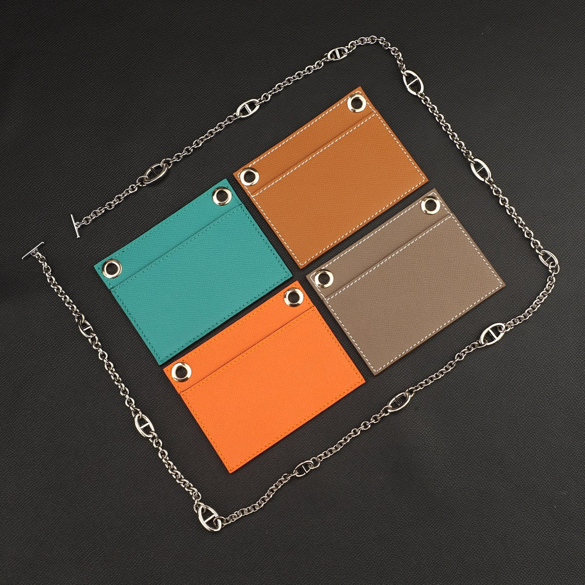 Epsom Leather Wallet Insert with Chain Strap: Constance Compact Wallet