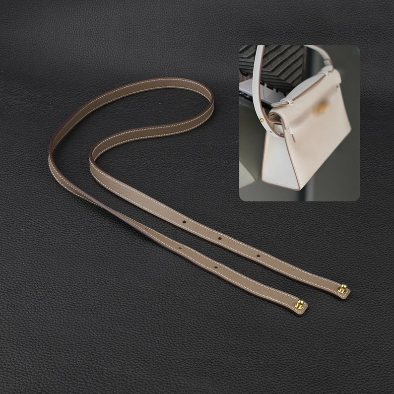 Hermès Style Epsom Leather Bandoulière (15mm Ultra-Slim): Compatible Shoulder Strap for Kelly Pochette & Mini Bags