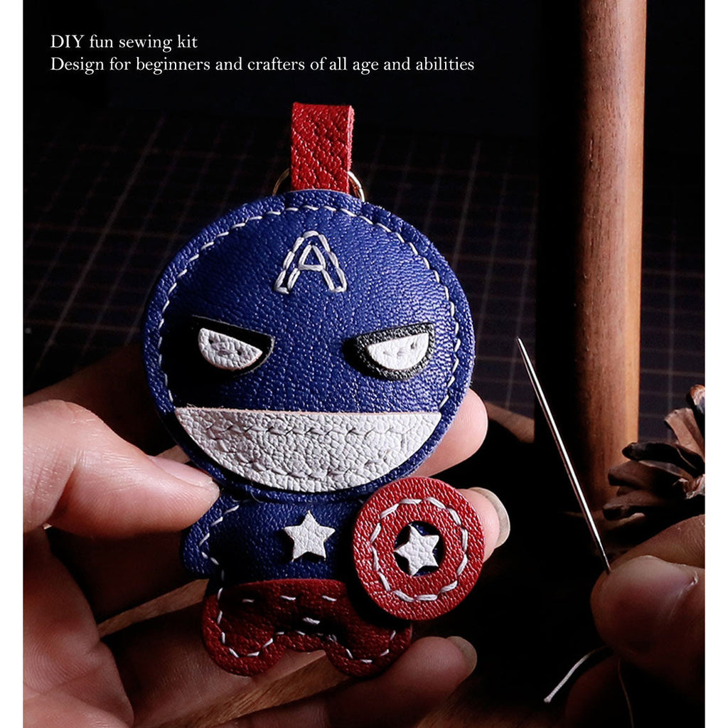 Leather Captain America DIY Keychain Sewing Kit | Keyring Making Kits - Wirkin™