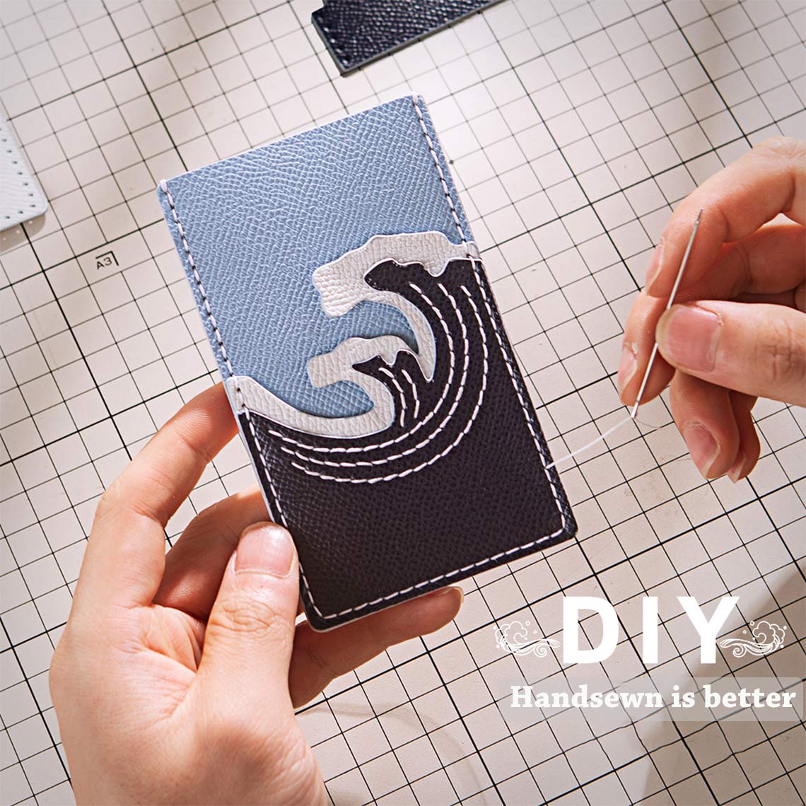 DIY Leather Card Holder Kit | Leather Slim Card Holder Wallet for Men and Women | Wirkin™ DIY Leather Kit 