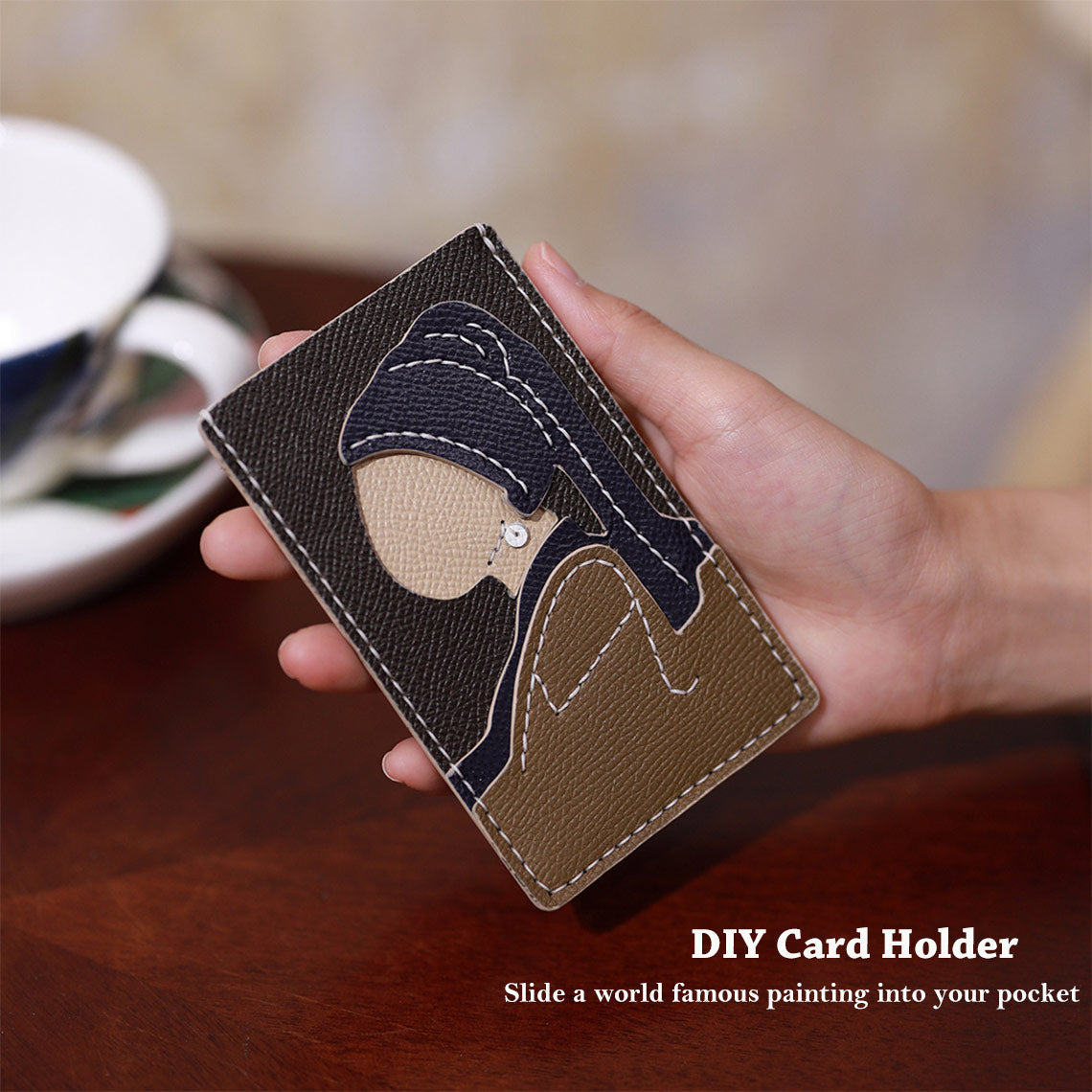 DIY Leather Card Holder Kit | Leather Slim Card Holder Wallet for Women | Wirkin™ DIY Leather Kit 