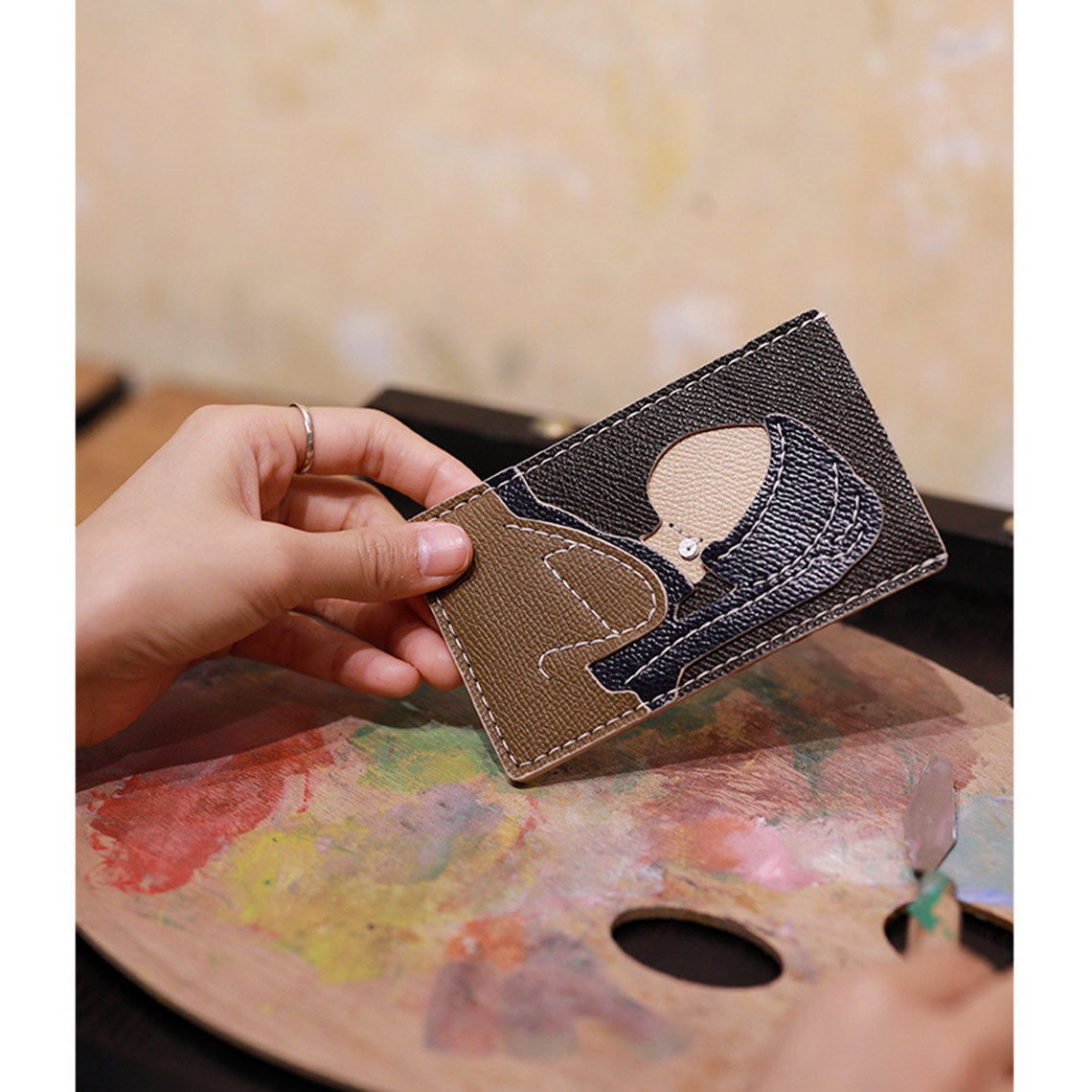 Girl With A Pearl Earring | Famous Oil Painting Inspired Leather Credit Card Holder DIY Kit | Wirkin™ DIY Leather Kit