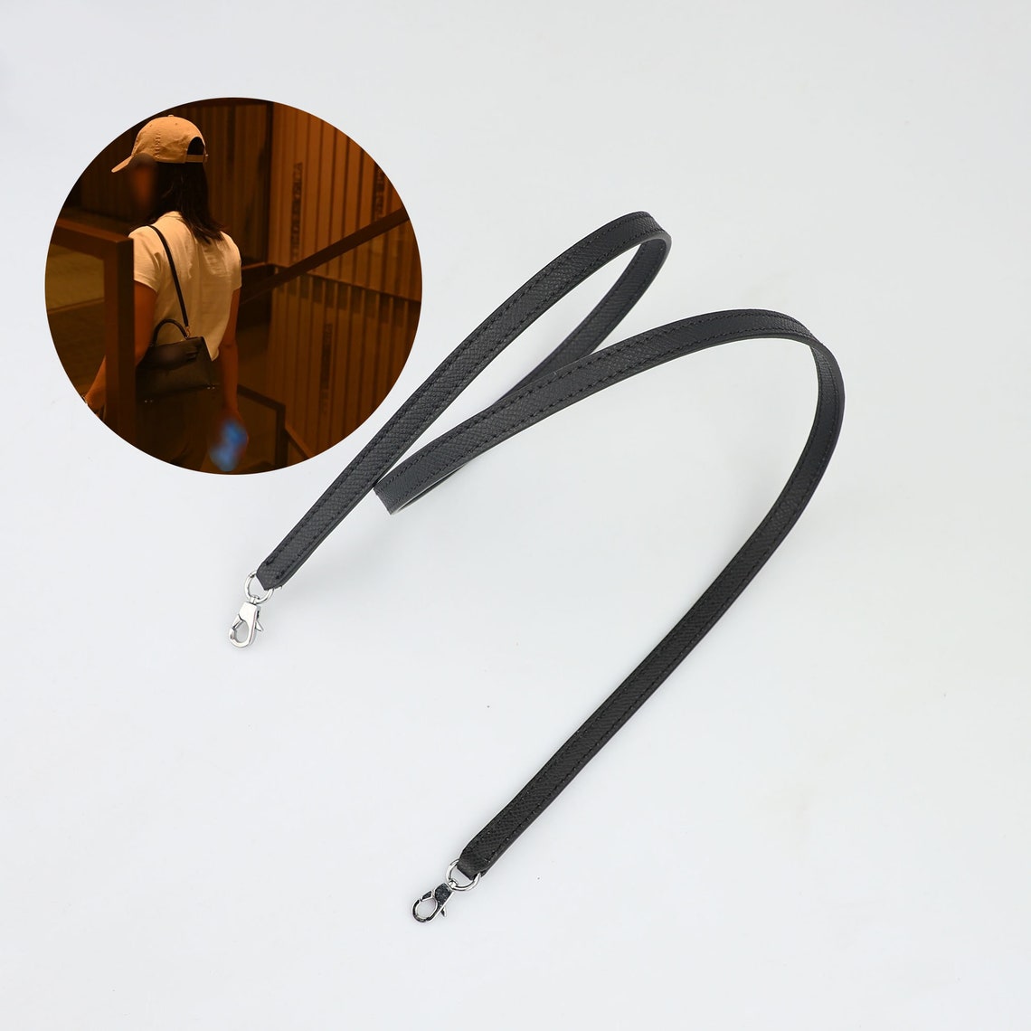 Artisanal Epsom Leather Bandoulière (10mm Ultra-Slim): Hand-Stitched Crossbody Strap Compatible with Mini Kelly II Bag