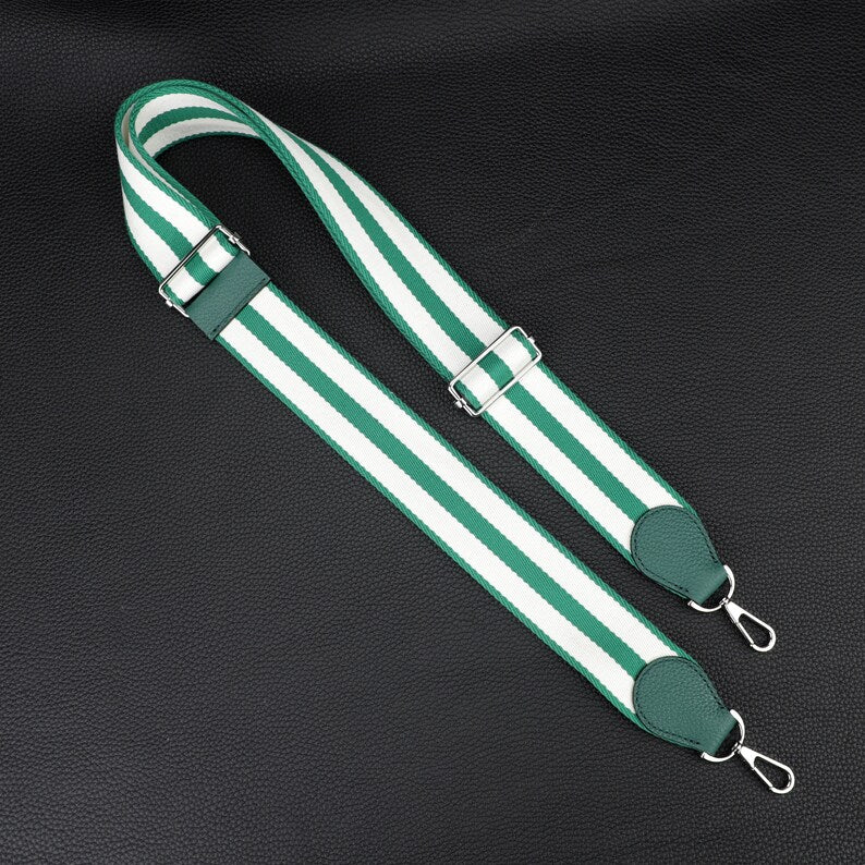 Striped Canvas Crossbody Bag Strap - 50mm Wide Adjustable Replacement