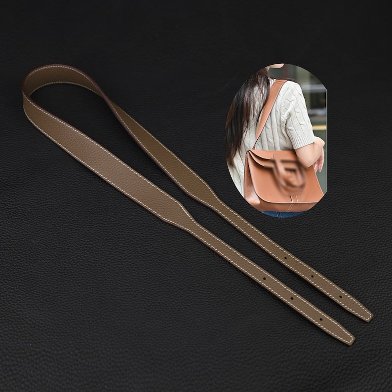 Hermès Style Etoupe (18) Togo Leather Bandoulière: 3cm Wide Shoulder/Crossbody Strap Compatible with Halzan Bags