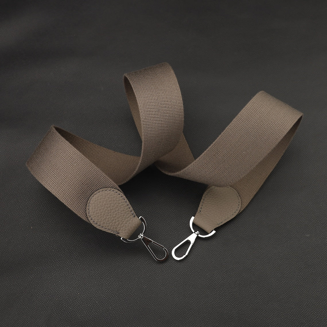 Canvas Bag Strap: 5cm Wide, Leather Accents, Gold Clasp