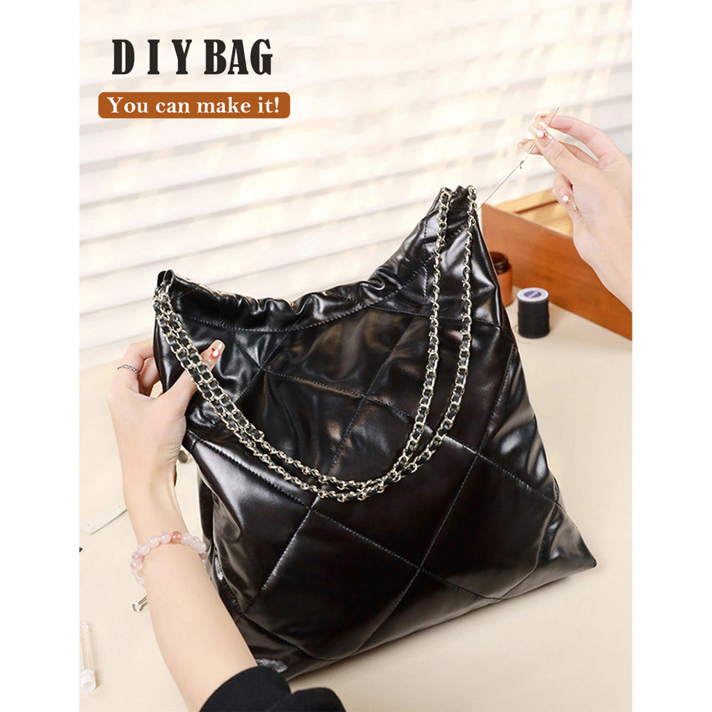 Wirkin® Top Grain Leather Quilted Chain Tote Bag DIY Kit