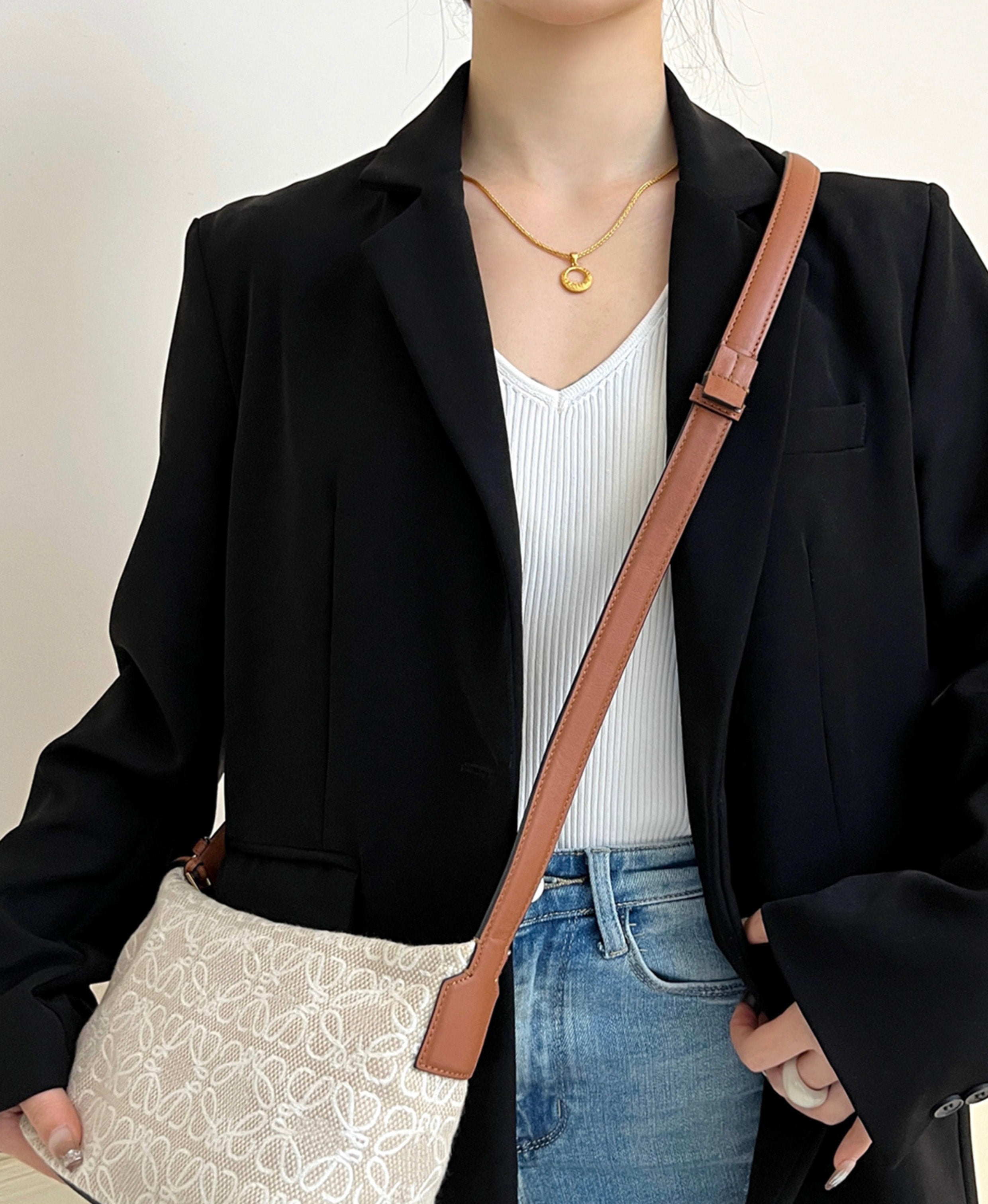 Crossbody shoulder strap accessory for Cubi Bag, genuine leather bag replacement strap.