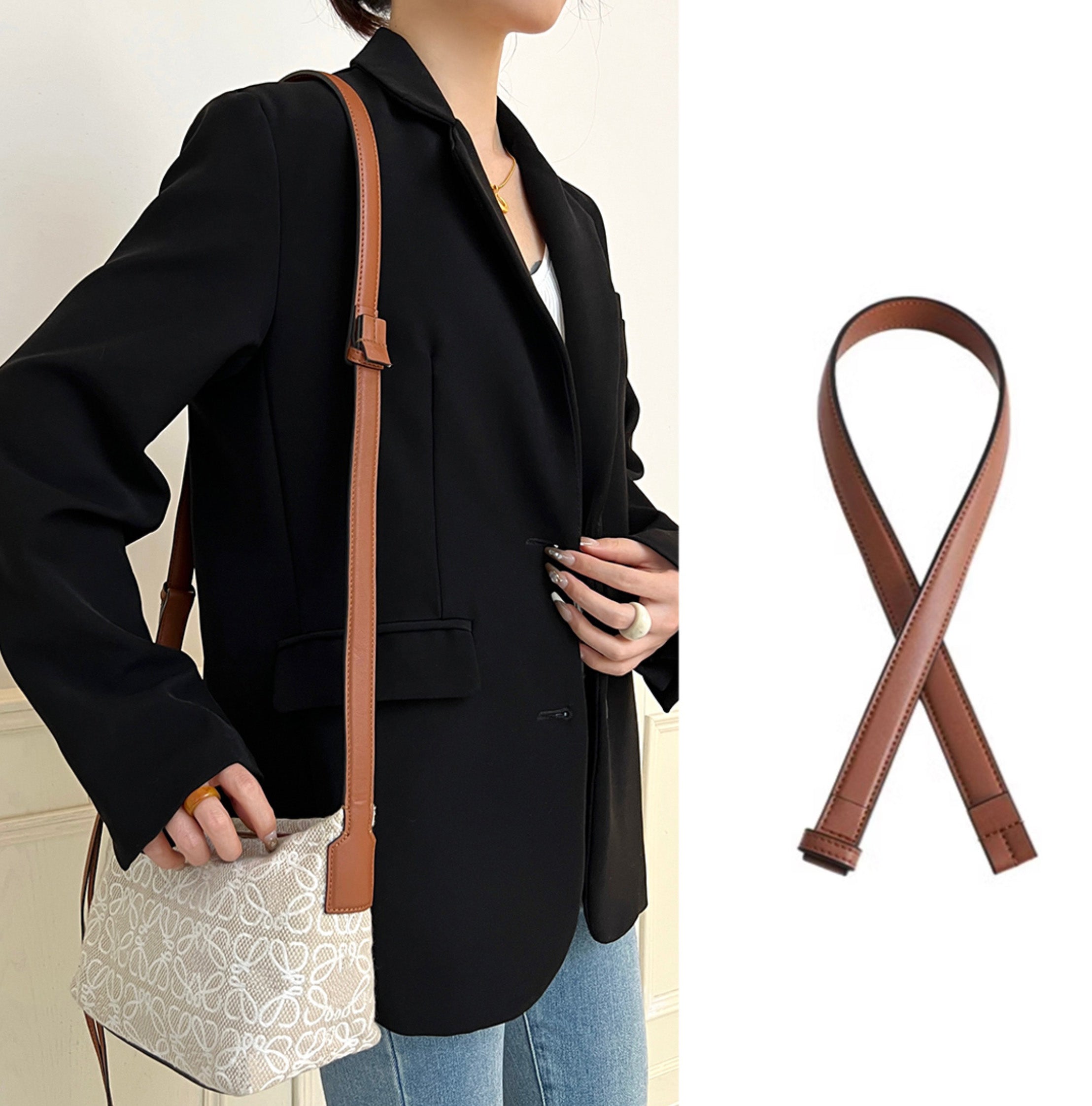 Crossbody shoulder strap accessory for Cubi Bag, genuine leather bag replacement strap.