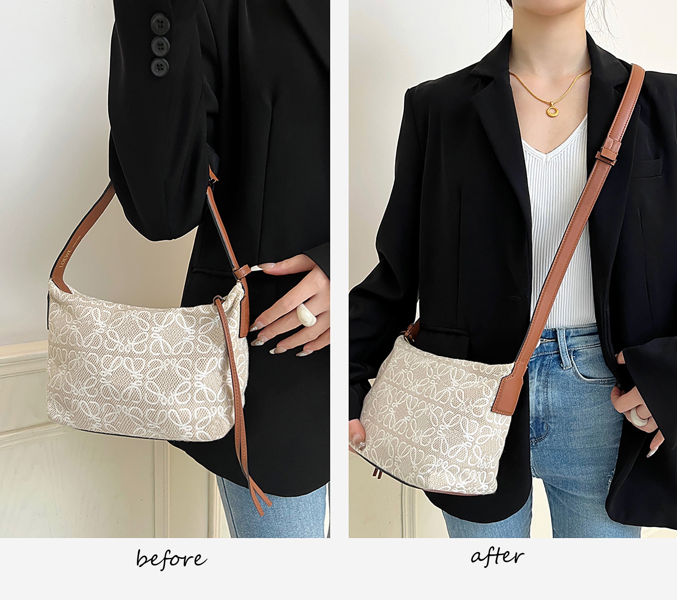 Crossbody shoulder strap accessory for Cubi Bag, genuine leather bag replacement strap.