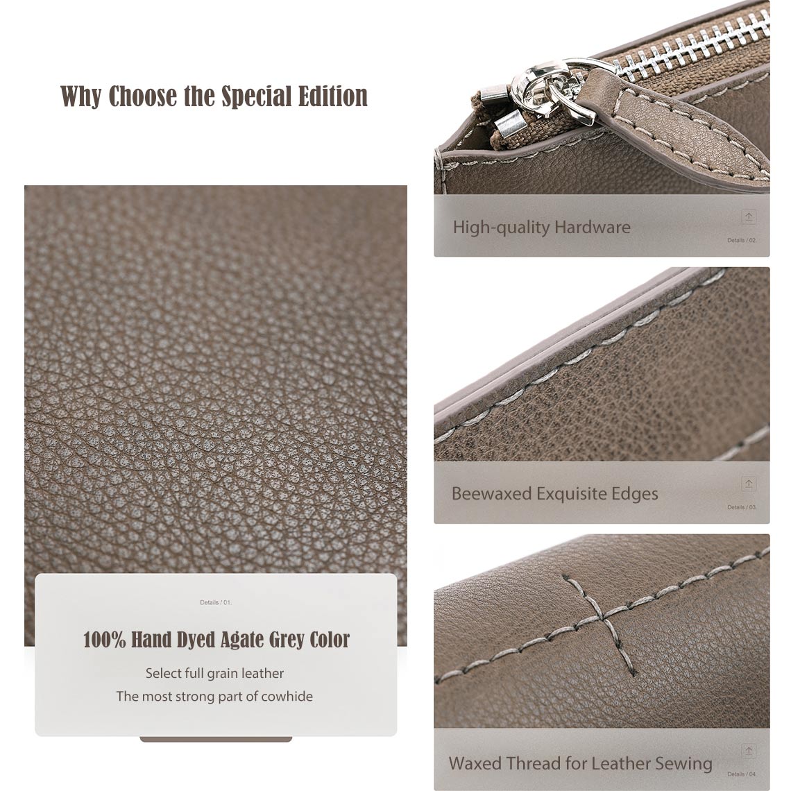 Mens Full Grain Leather Clutch Bag Details - Wirkin™