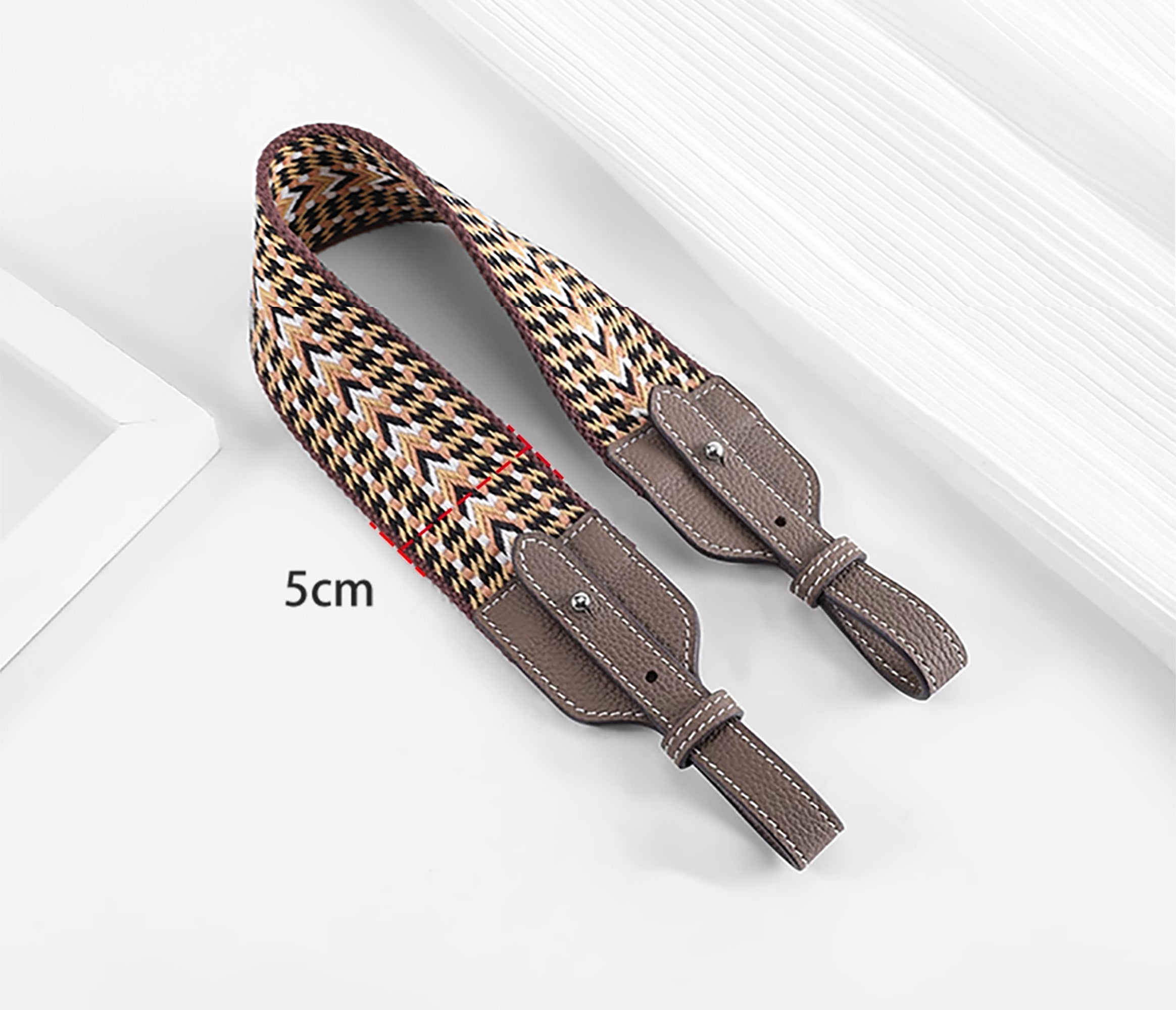 Canvas Shoulder Strap for Picotin Bag – 5cm Width, Leather Buckle, Stripe Pattern