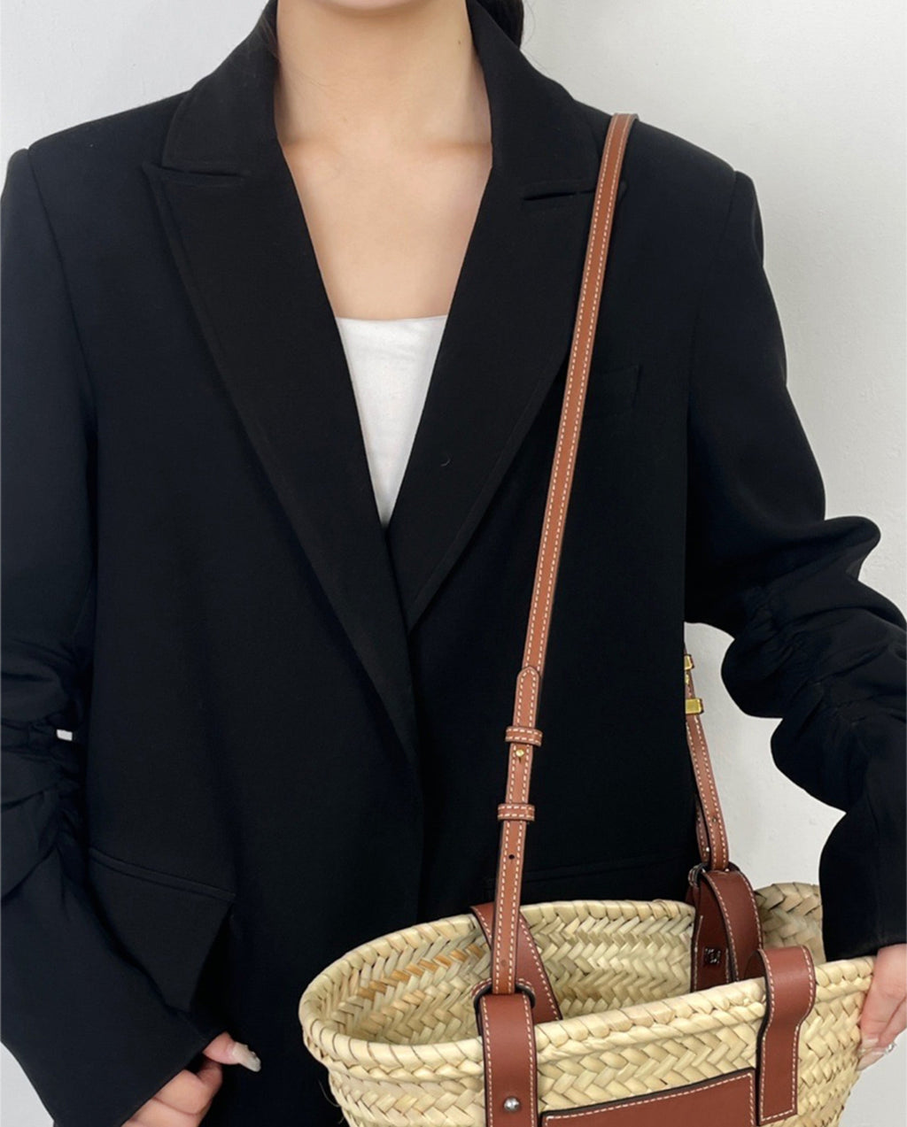 Crossbody Shoulder Strap for Large Basket Bag, Leather Material Shoulder Bag Replacement Accessory