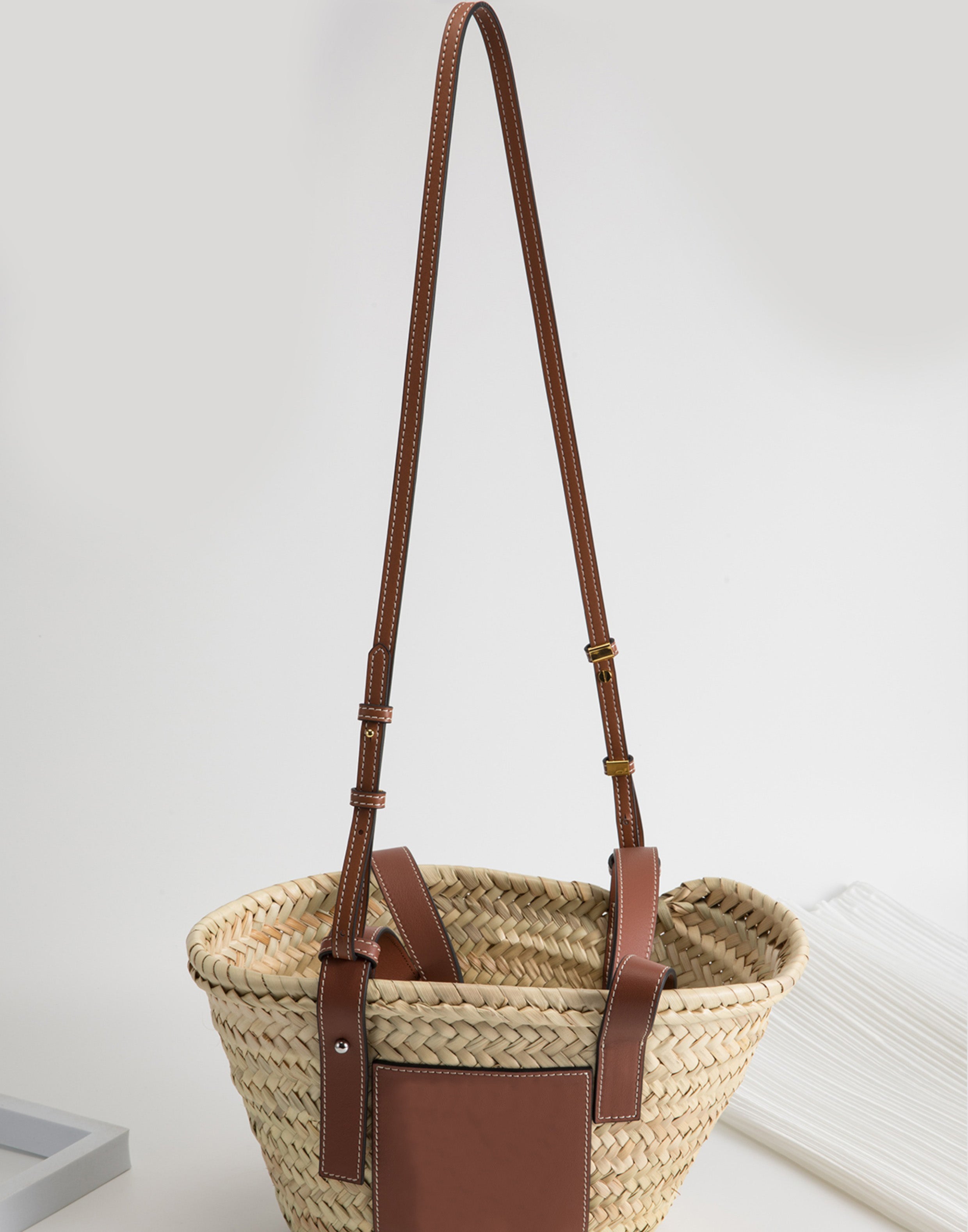 Crossbody Shoulder Strap for Large Basket Bag, Leather Material Shoulder Bag Replacement Accessory