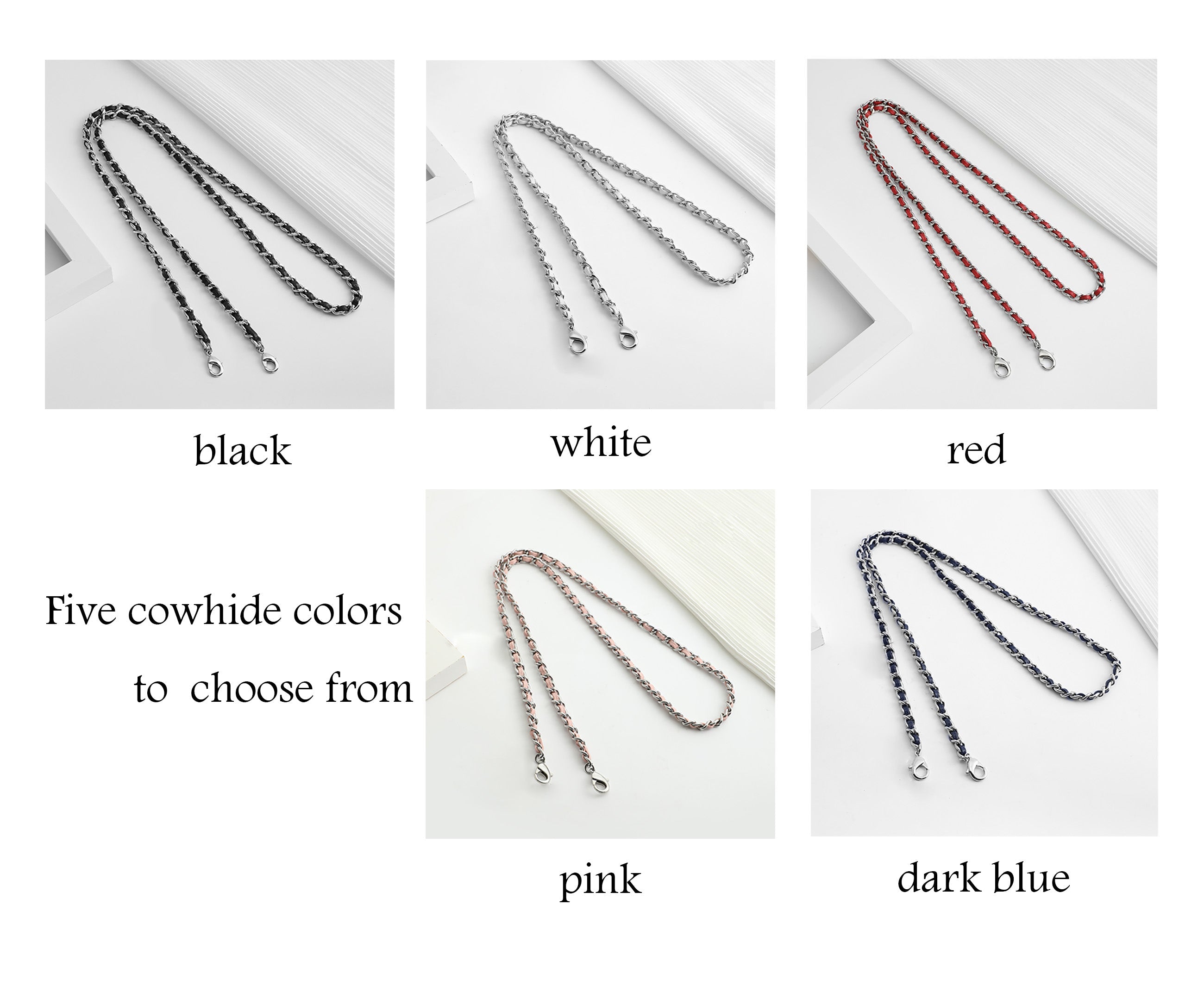 Leather Threaded Chain Strap for Small to Medium Crossbody & Shoulder Bags - Replacement Strap for Shoulder and Underarm Bags