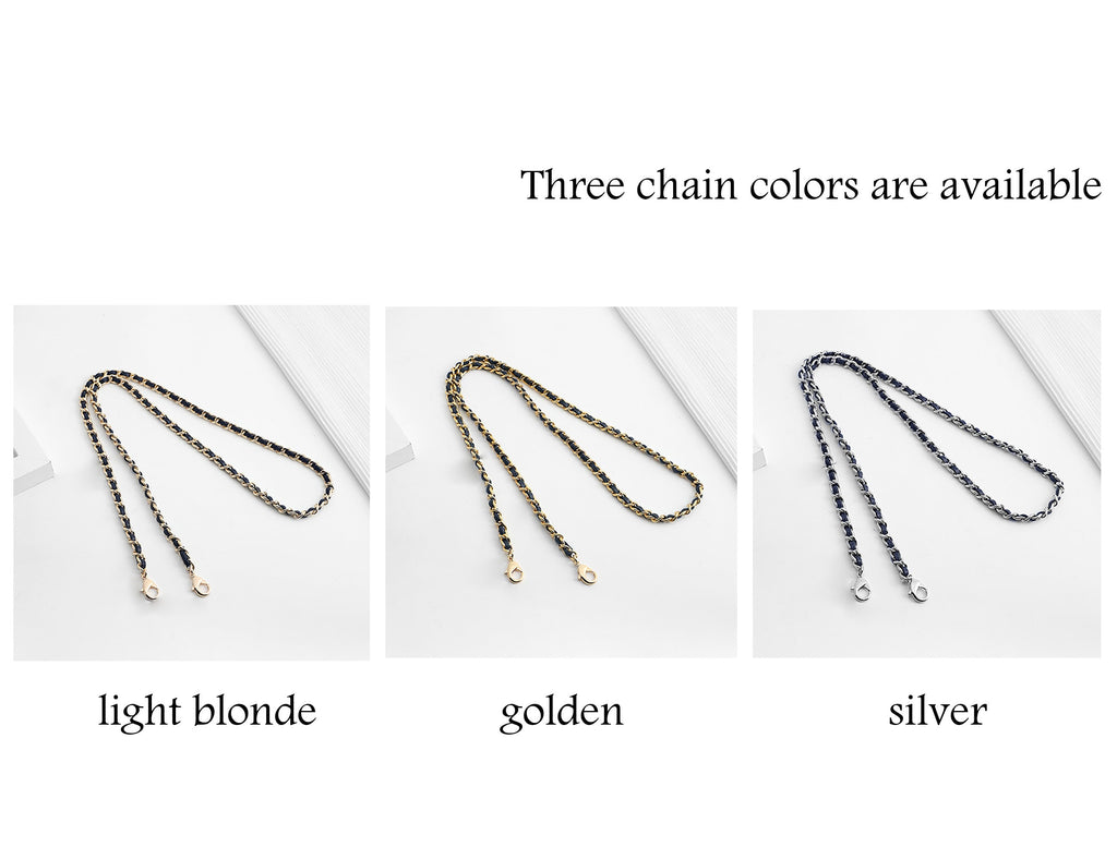 Leather Threaded Chain Strap for Small to Medium Crossbody & Shoulder Bags - Replacement Strap for Shoulder and Underarm Bags