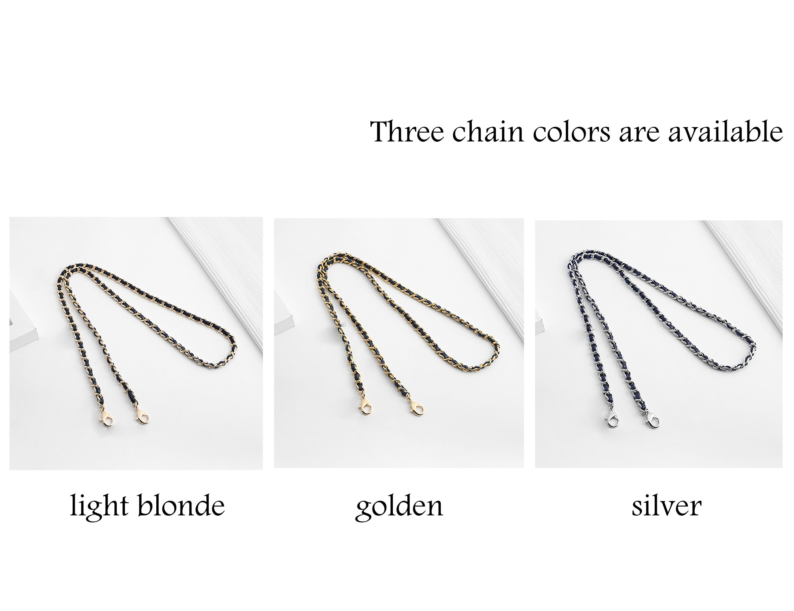 Leather Threaded Chain Strap for Small to Medium Crossbody & Shoulder Bags - Replacement Strap for Shoulder and Underarm Bags