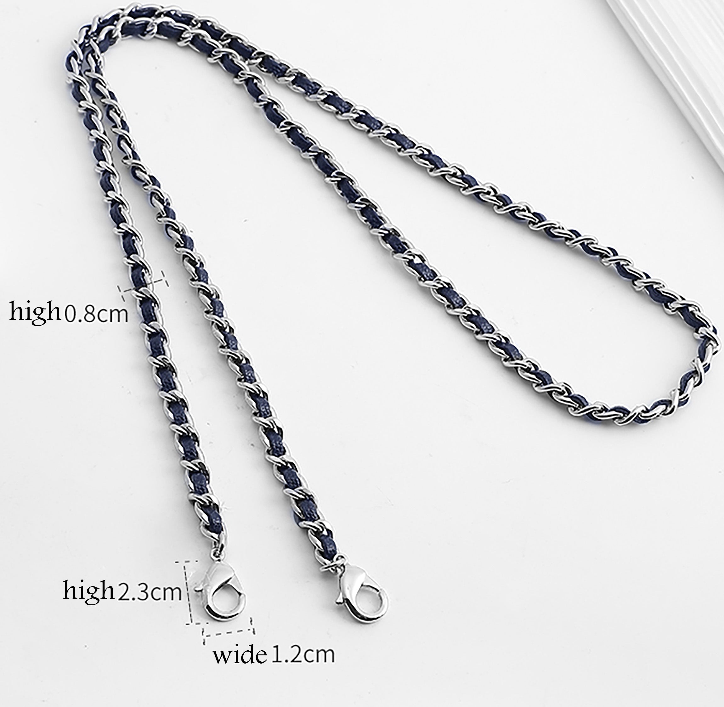 Leather Threaded Chain Strap for Small to Medium Crossbody & Shoulder Bags - Replacement Strap for Shoulder and Underarm Bags