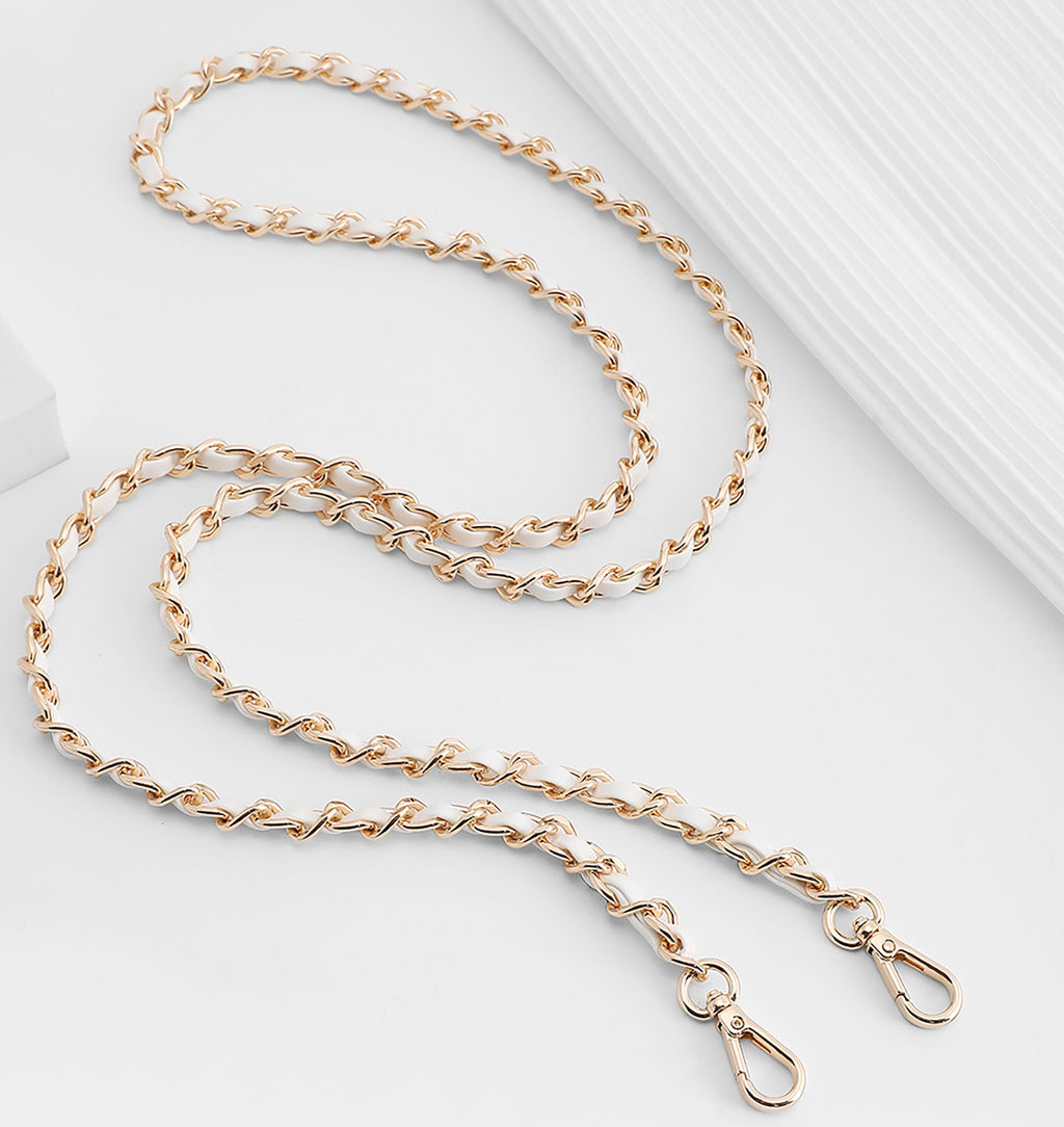 Leather Threaded Chain Strap for Small to Medium Crossbody & Shoulder Bags - Replacement Strap for Shoulder and Underarm Bags