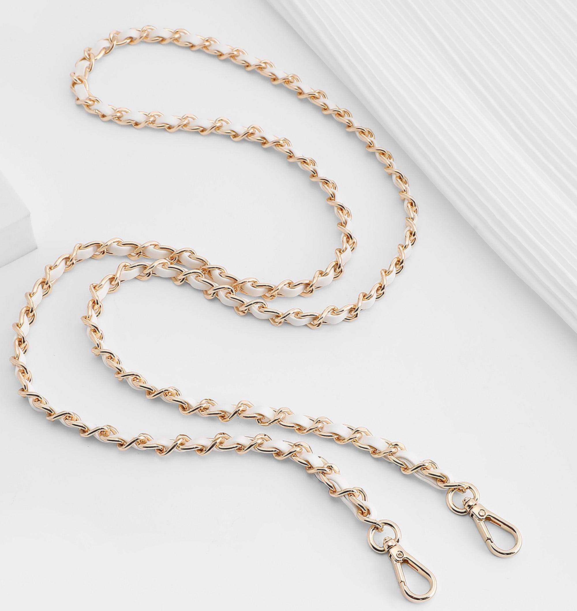 Leather Threaded Chain Strap for Small to Medium Crossbody & Shoulder Bags - Replacement Strap for Shoulder and Underarm Bags