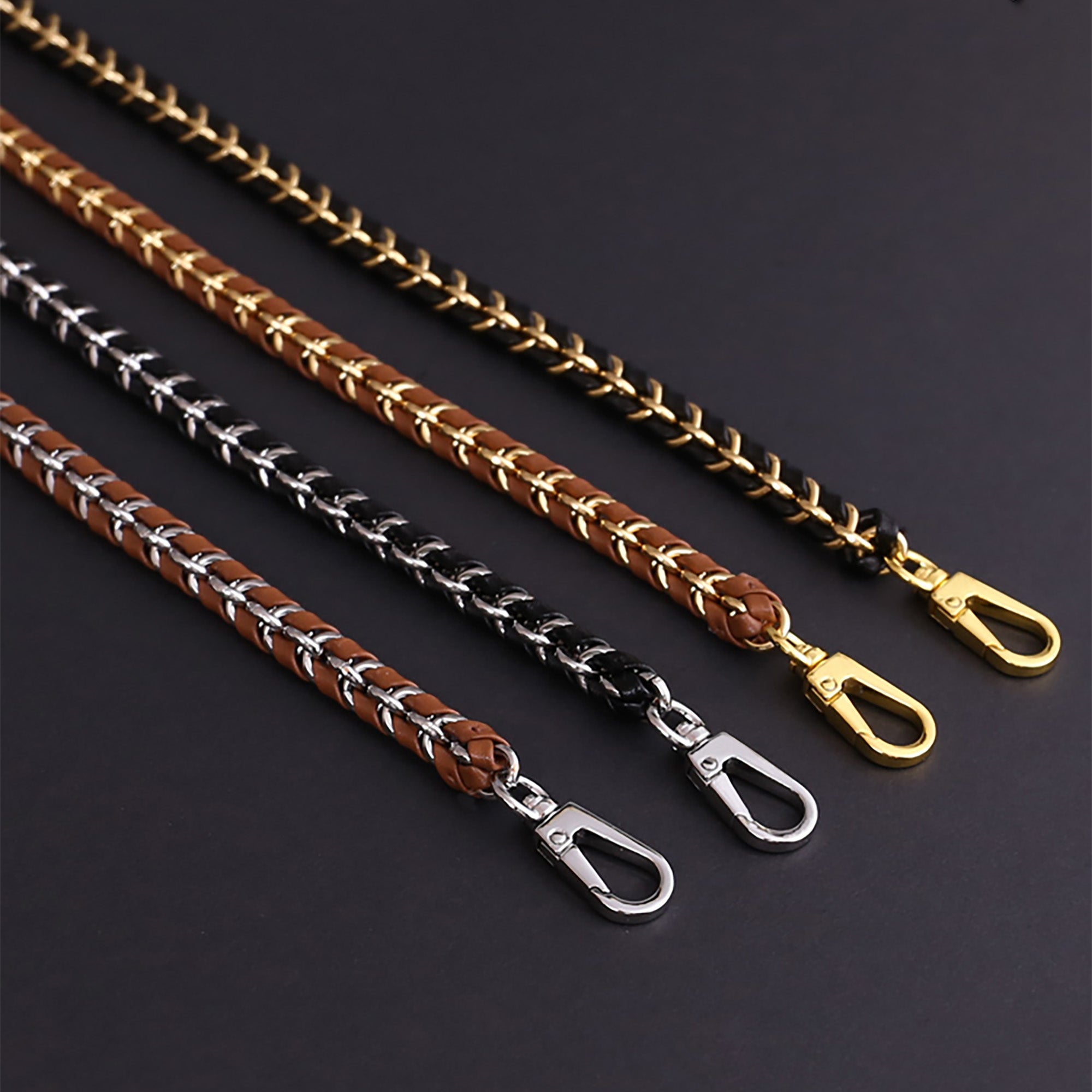 Leather-Wrapped Chain Accessories, Crossbody Bag Chain, Shoulder Strap, Bag Chain Makeover.