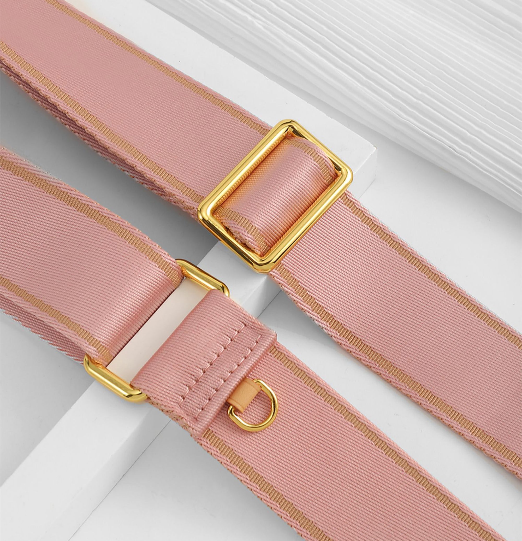 MULTI POCHETTE ACCESSOIRES Handbag with crossbody strap, canvas wide shoulder strap, pink adjustable handbag shoulder strap
