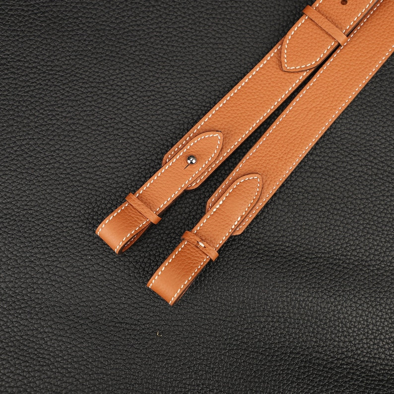 Hermès Style Etoupe (18) Togo Leather Adjustable Bandoulière: Compatible Crossbody/Shoulder Strap for Picotin & Lindy Bags