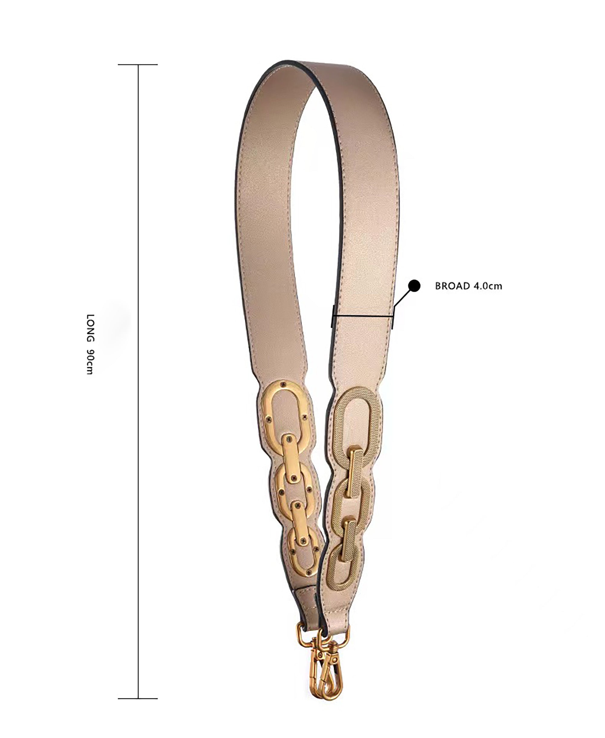 Handcrafted Genuine Leather Wide Shoulder Strap – Cowhide Crossbody and Single Shoulder Bag Strap with Metal Elements