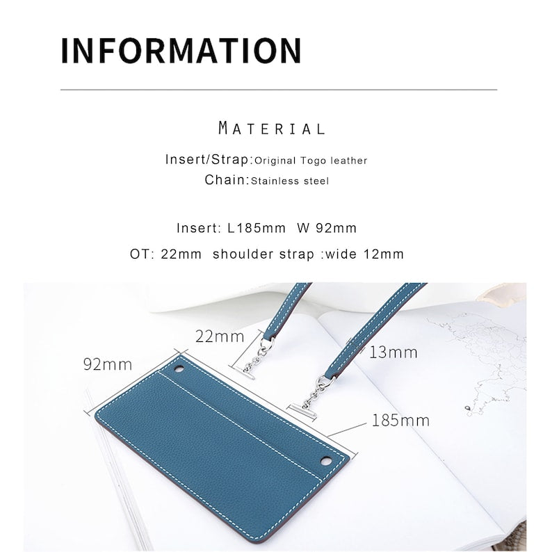 Togo Leather Wallet Insert with Strap for Dogon/Kelly/Constance Long Wallet