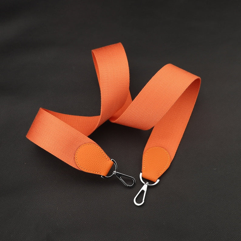 Canvas Bag Strap: 5cm Wide, Leather Accents, Gold Clasp