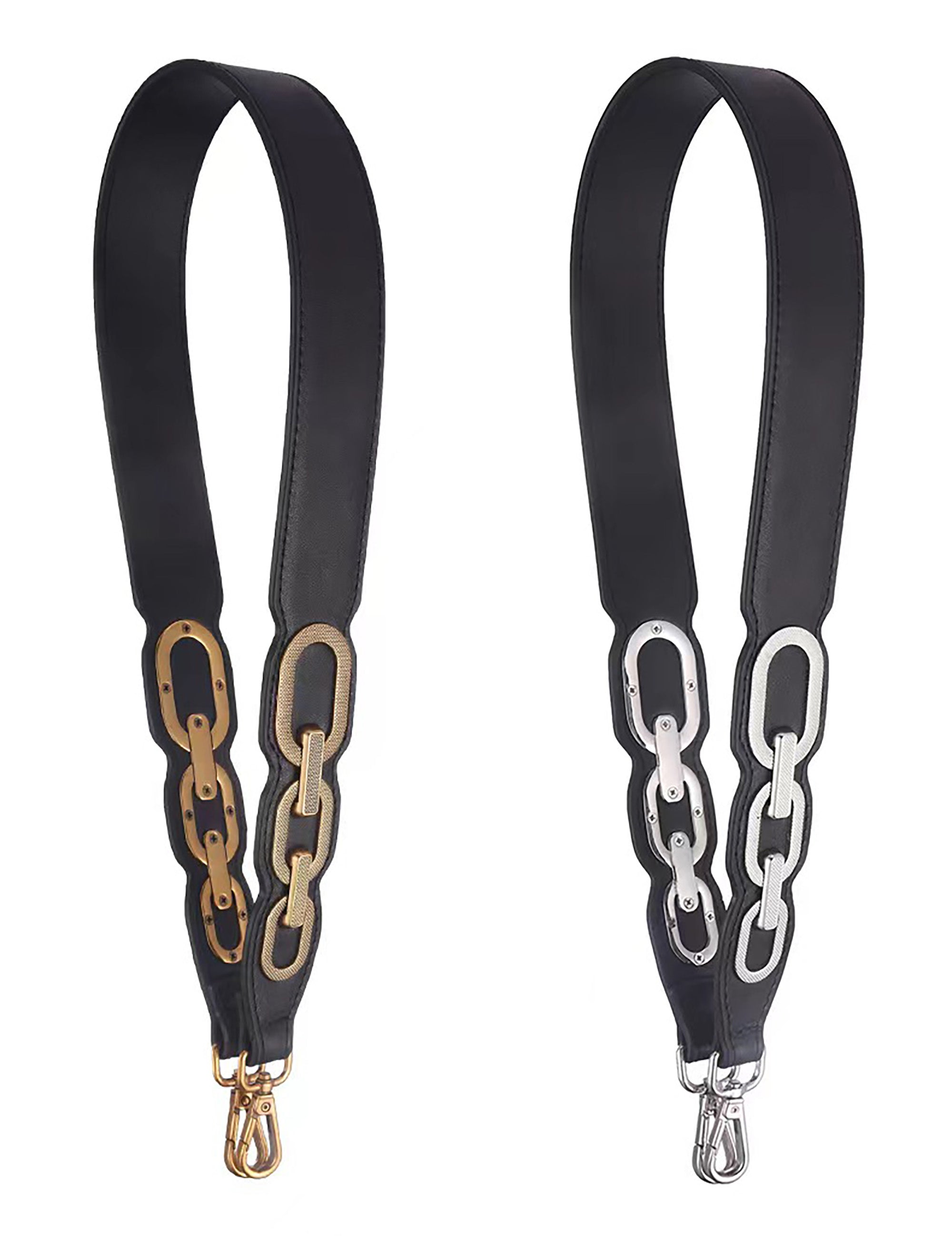 Handcrafted Genuine Leather Wide Shoulder Strap – Cowhide Crossbody and Single Shoulder Bag Strap with Metal Elements