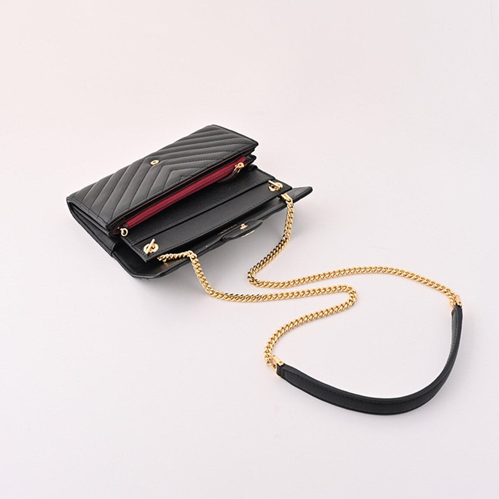Swift Leather Wallet Insert with Chain Shoulder Strap