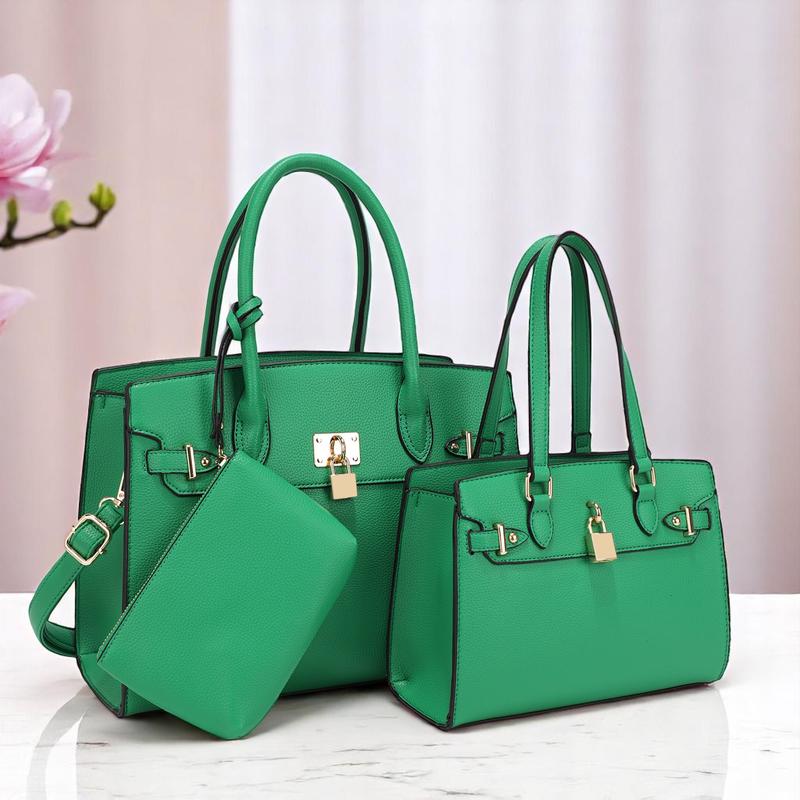 3-Piece Vegan Leather Handbag Set, Fashion Tote Bag with Crossbody Bag and Extra Pouch, Women's Musthave Bag for Fall, Winter and Holiday
