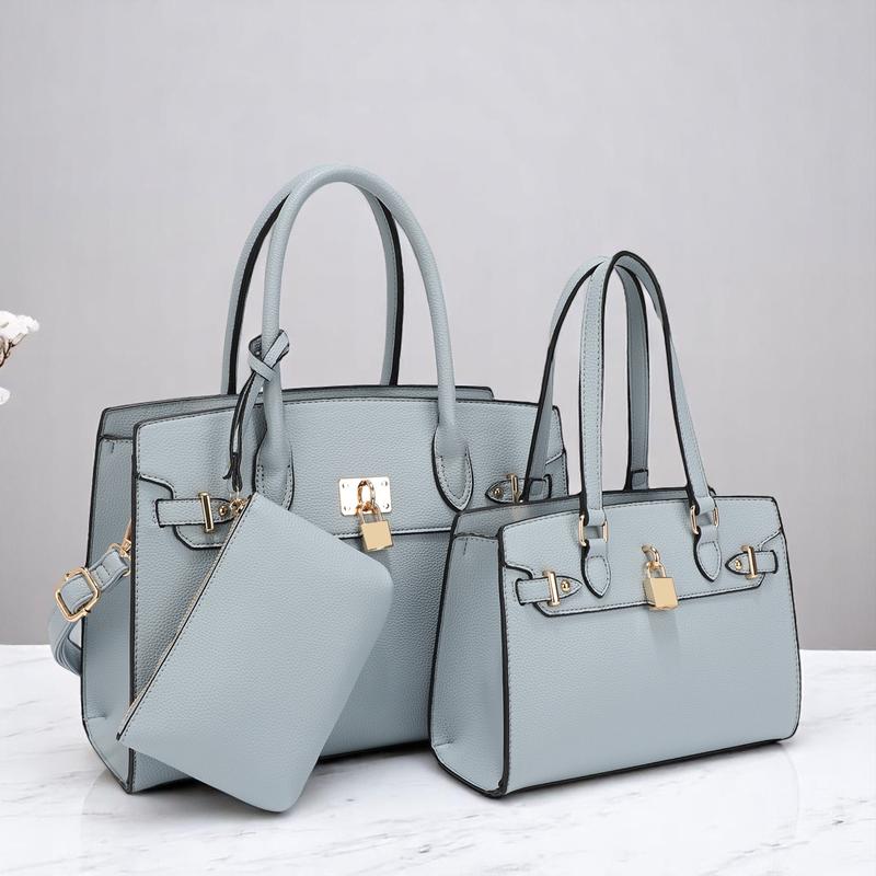 3-Piece Vegan Leather Handbag Set, Fashion Tote Bag with Crossbody Bag and Extra Pouch, Women's Musthave Bag for Fall, Winter and Holiday