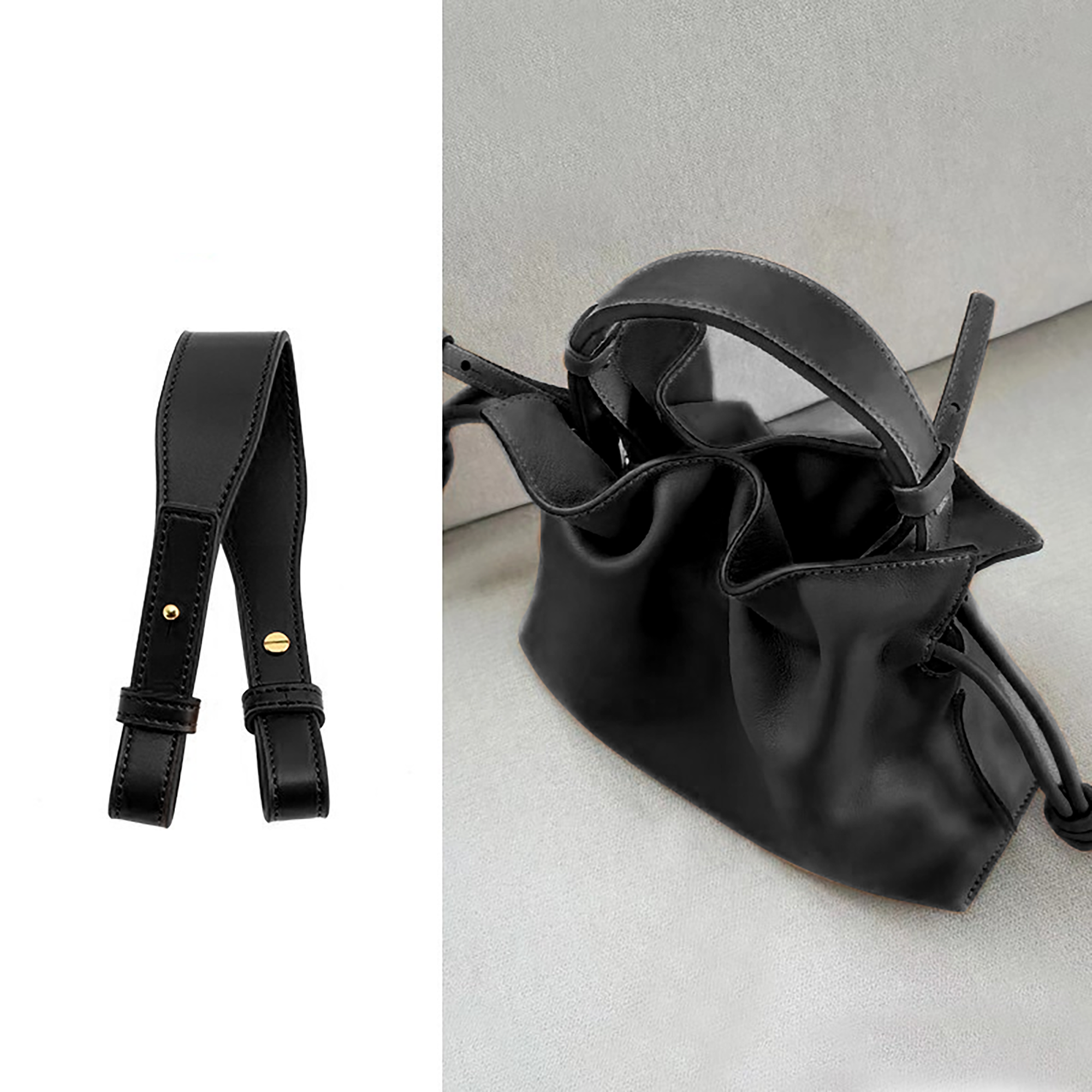 Flamenco Clutch in Nappa Calfskin Bag Handle, Genuine Leather Replacement Strap, Transformation Handle Shoulder Strap Accessory