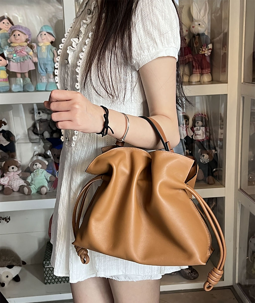 Flamenco Clutch in Nappa Calfskin Bag Handle, Genuine Leather Replacement Strap, Transformation Handle Shoulder Strap Accessory