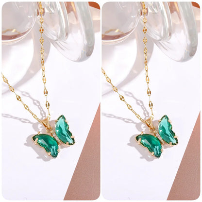 Love & Freedom Crystal Butterfly Necklace