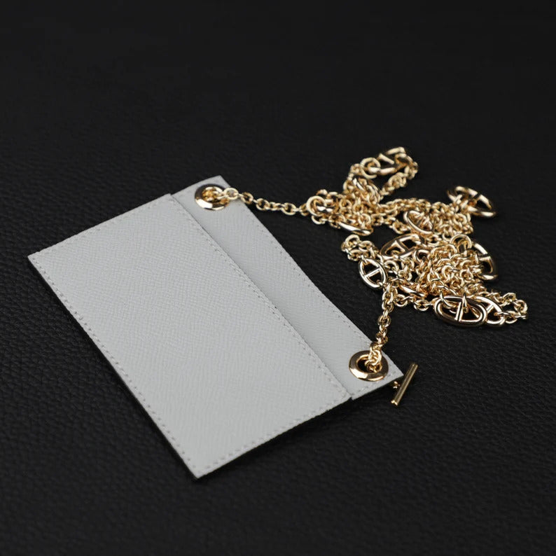 Epsom Leather Wallet Insert with Chain Strap: Constance Compact Wallet