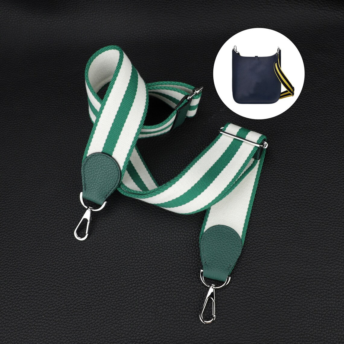 Striped Canvas Crossbody Bag Strap - 50mm Wide Adjustable Replacement