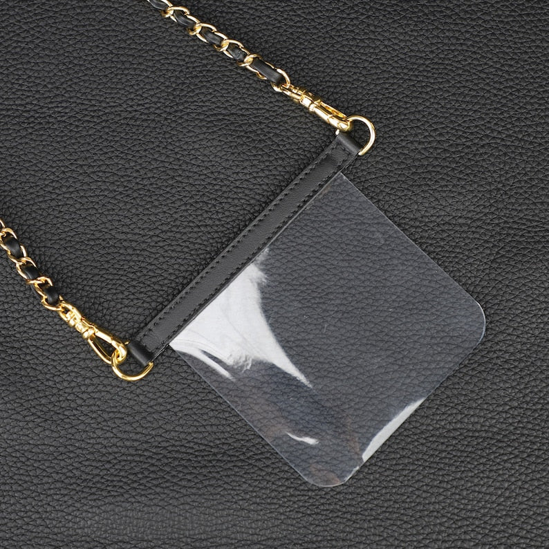 Leather Chain Wallet Strap: Transparent Silicone Insert