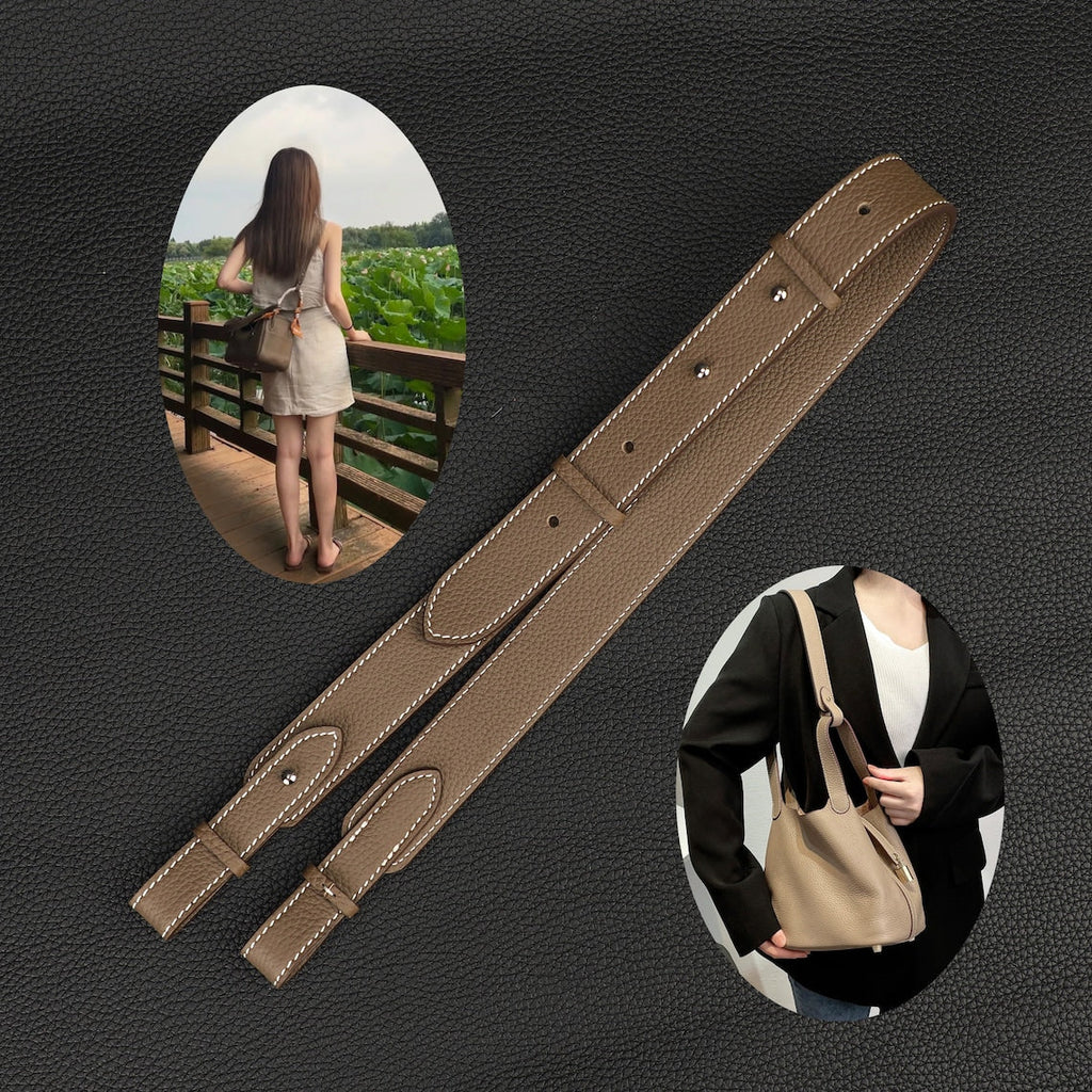 Hermès Style Etoupe (18) Togo Leather Adjustable Bandoulière: Compatible Shoulder/Crossbody Strap for Picotin & Lindy Bags