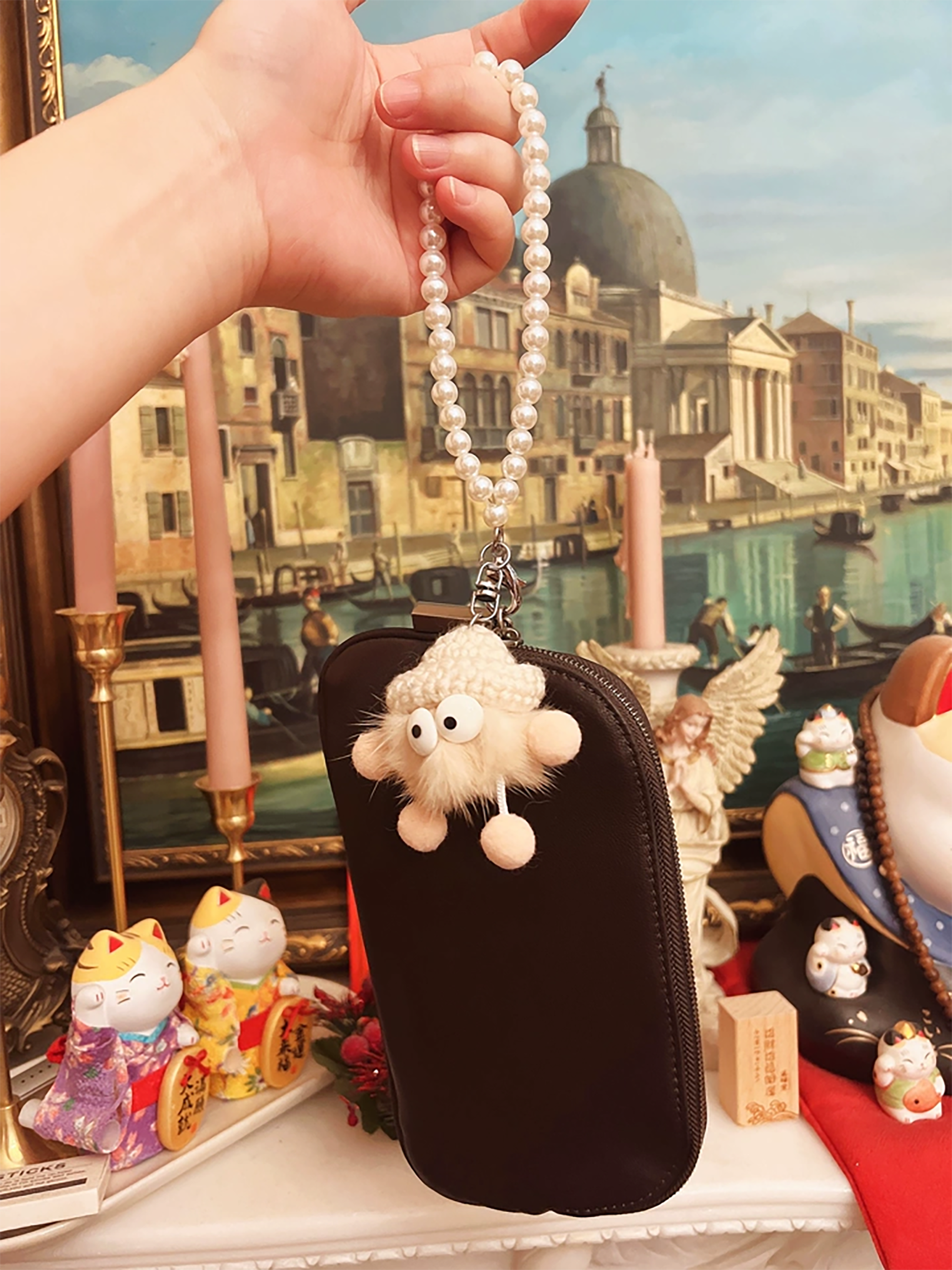 Bag decoration chain, pearl bag chain, modification hand-held short chain accessory, handbag chain strap