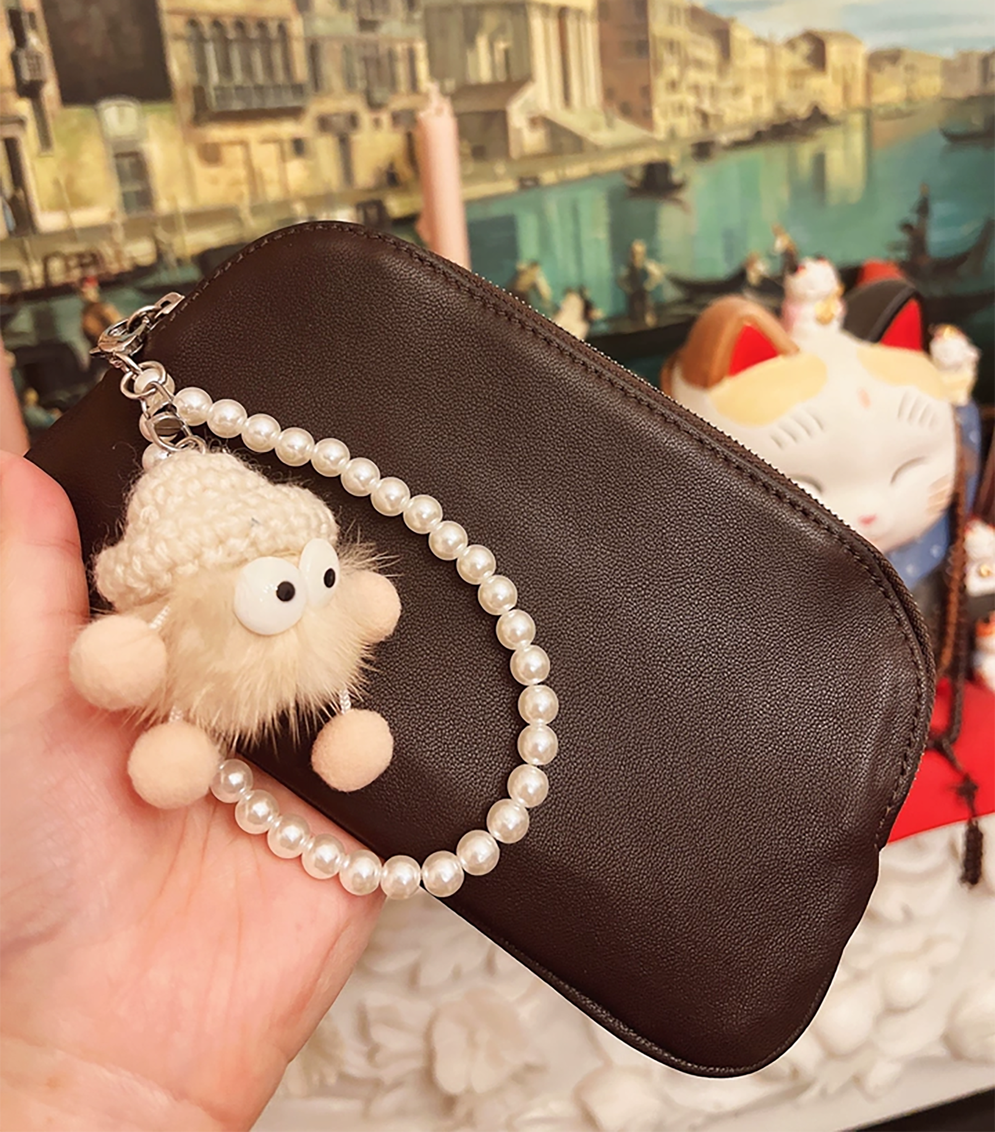 Bag decoration chain, pearl bag chain, modification hand-held short chain accessory, handbag chain strap